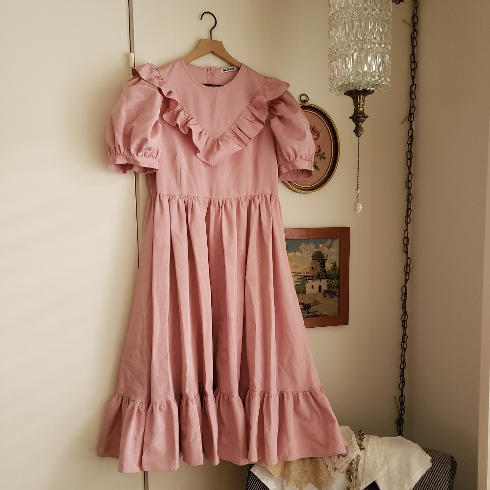 BATSHEVA • MAY DRESS ~ LUPINE PINK MOIRE ~ Size 12